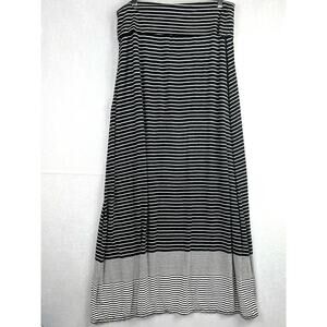 MAX STUDIO Black/White Striped Stretchy Fold Over Waist Blend Maxi Skirt L